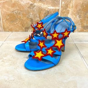Chiara Ferragni Bright blue strappy heels with star detailing